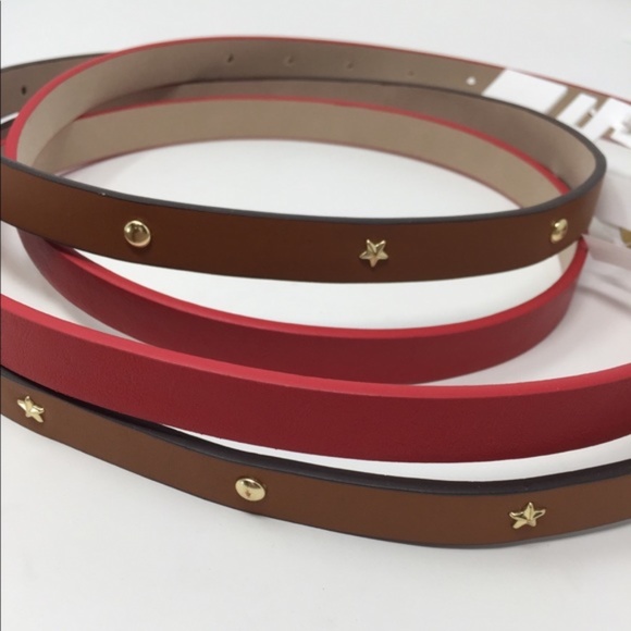 4/$25 2 Style & Co Skinny Star Red Brown Belts NEW - Picture 3 of 3